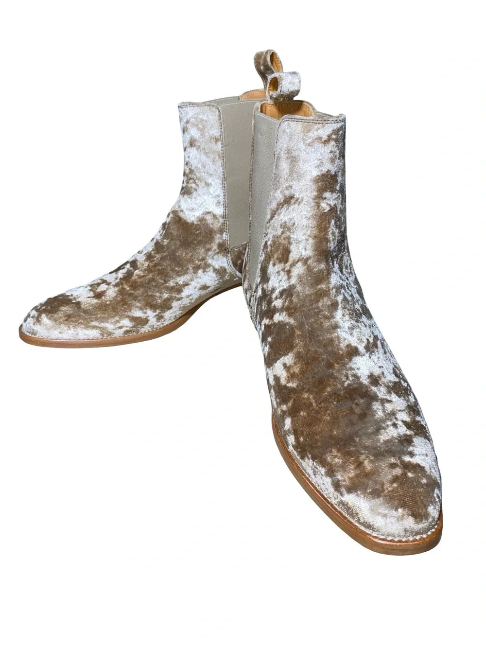 ORO LA SLIM ANKLE Reggio Velvet Chelsea Boots Taupe Brown Mens Size 6 EU39 READ